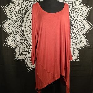 Cable and gauge 3/4 sleeve hi low tunic 3x
